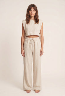 Amélie Dames Co-ord Set – Cropped Top & Wijde Broek in Linnenlook