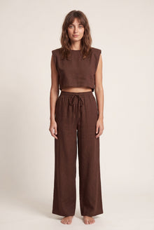 Amélie Dames Co-ord Set – Cropped Top & Wijde Broek in Linnenlook