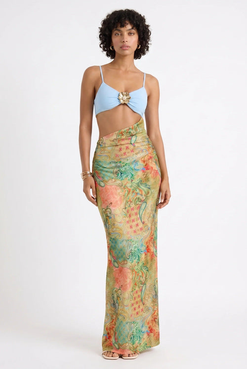 Aurelia Dames Co-ord Set – Cut-out Haltertop & High Waist Maxi Rok