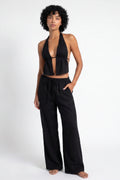 Aurélie Dames Co-ord Set – Halter Crop Top & Wijde Broek