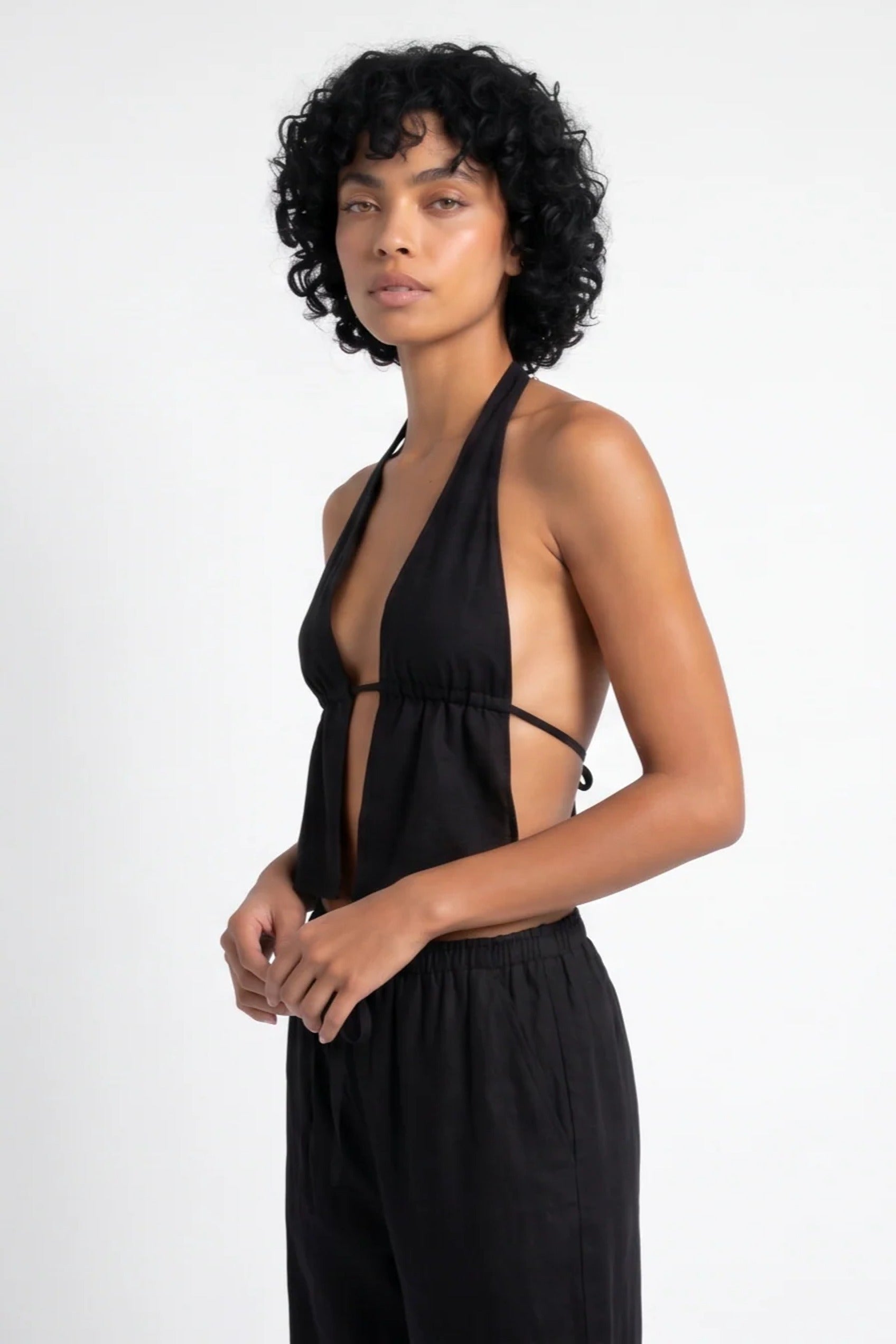 Aurélie Dames Co-ord Set – Halter Crop Top & Wijde Broek