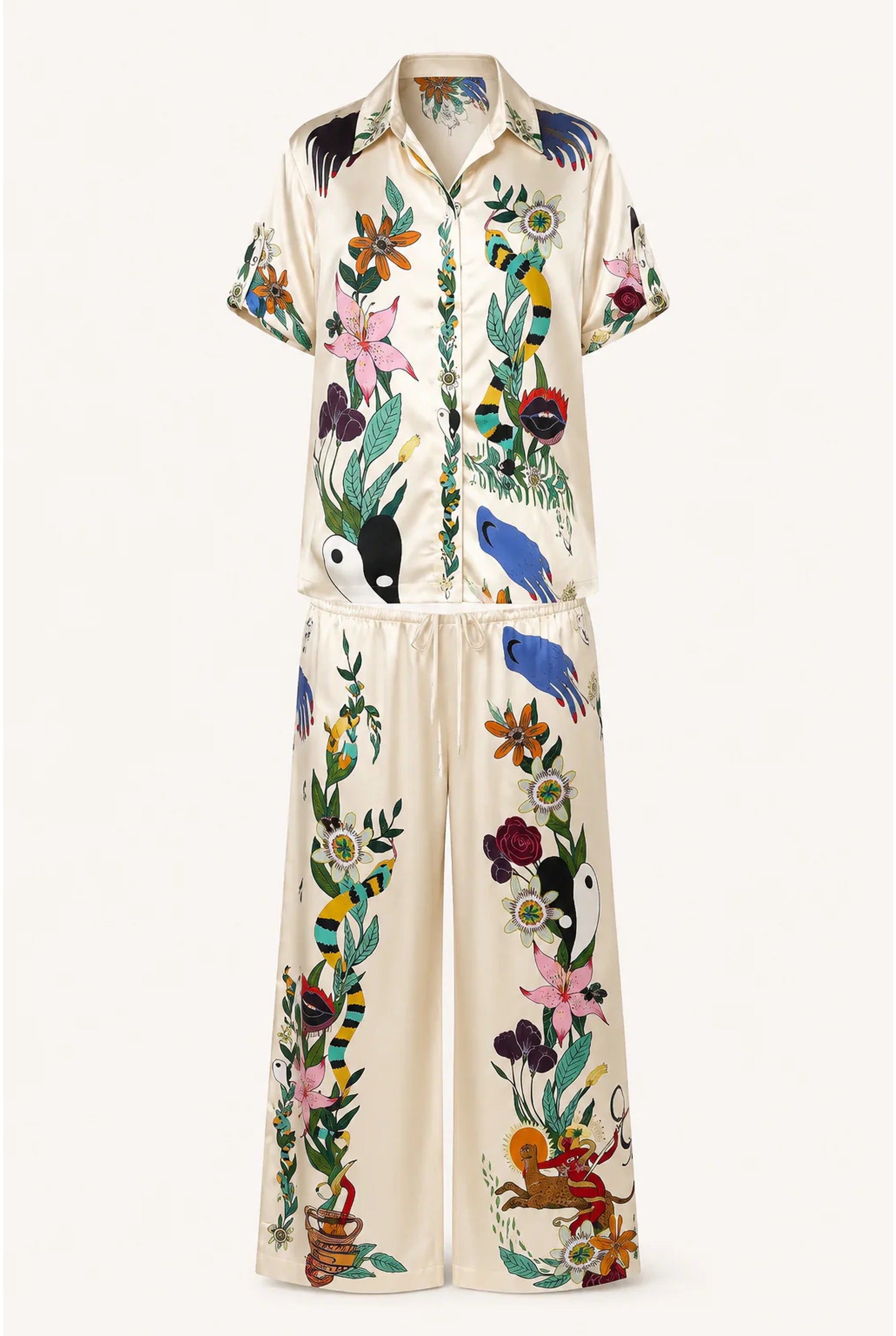 Élisa Dames Co-ord Set – Tropische Print & Wijde Broek
