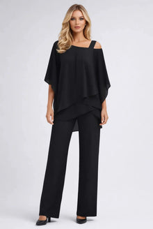 Murielle Dames Co-ord Set – Chiffon Overlay Top & Wijde Broek