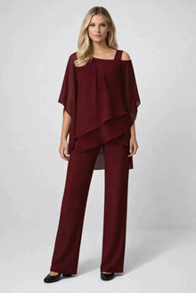 Murielle Dames Co-ord Set – Chiffon Overlay Top & Wijde Broek