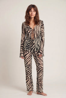 Zahara Dames Co-ord Set – Zebraprint Top met Strikdetail & Wijde Broek